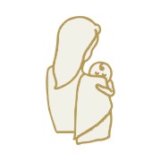 Grafički prikaz mame koja drži bebu da podrigne, a pritom koristi tetra pelenu.