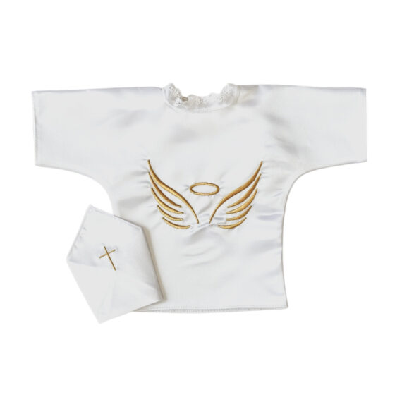 Krsna košuljica anđeoska krila s imenom i datumom krštenja.